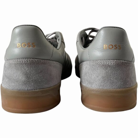 Boss Brandon Tenn Trainers Sneakers Gray Leather Suede - Picture 7 of 11